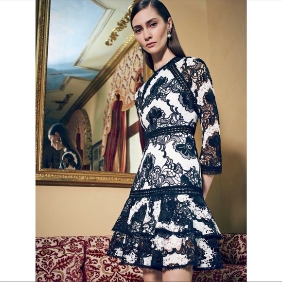 Alexis sheena lace mini black and white Macrame dress size XS - Picture 3 of 10